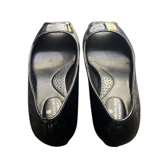 Bandolino Black Candra Peep Toe Wedge Womens Size 6W Patent Leather - Picture 5 of 8